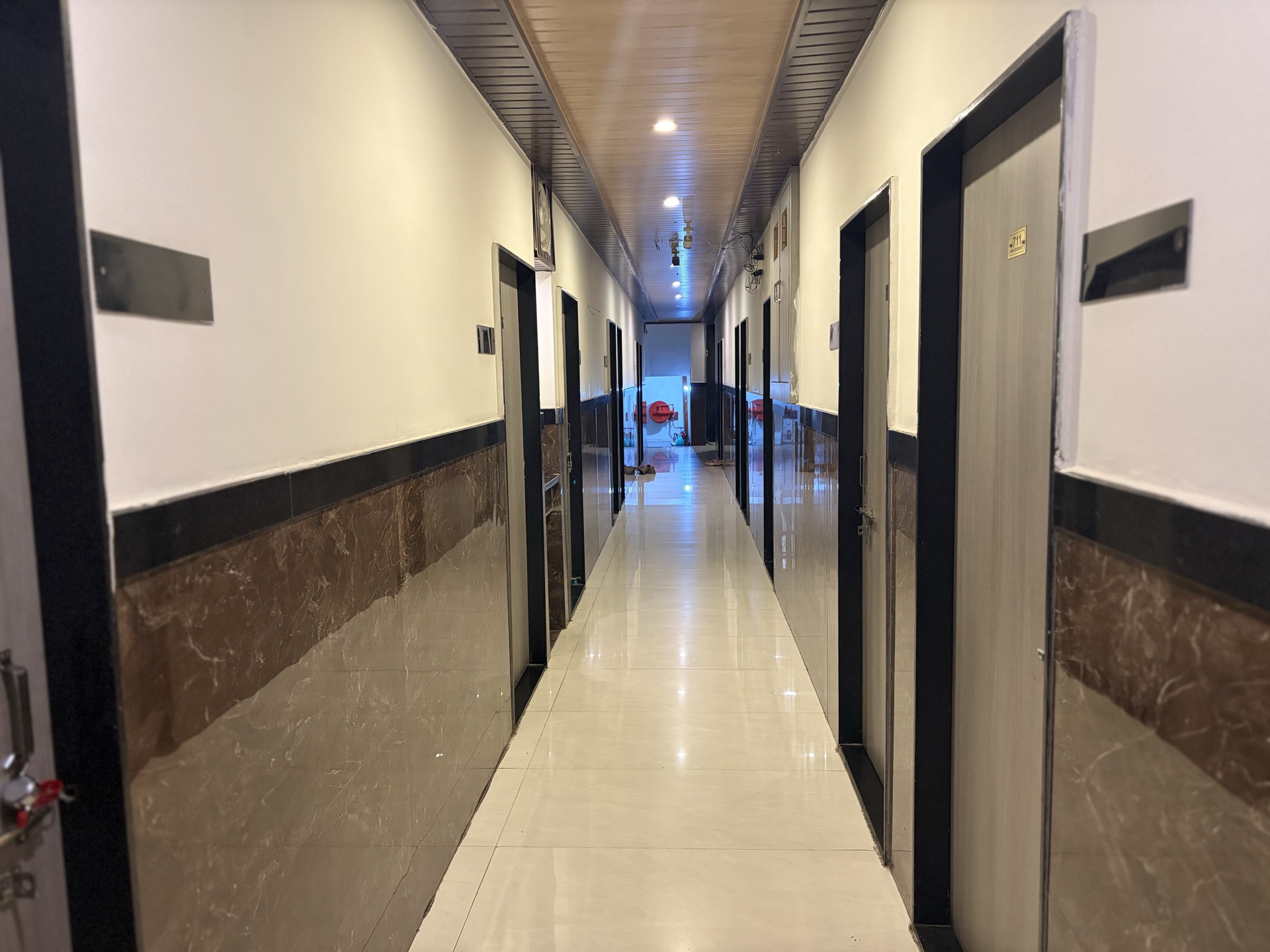 Clean hostel corridor at Maya Residency Jawahar Nagar